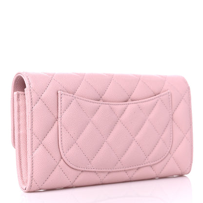 Chanel Caviar Quilted Large Gusset Flap Wallet Light Pink 3 of 11