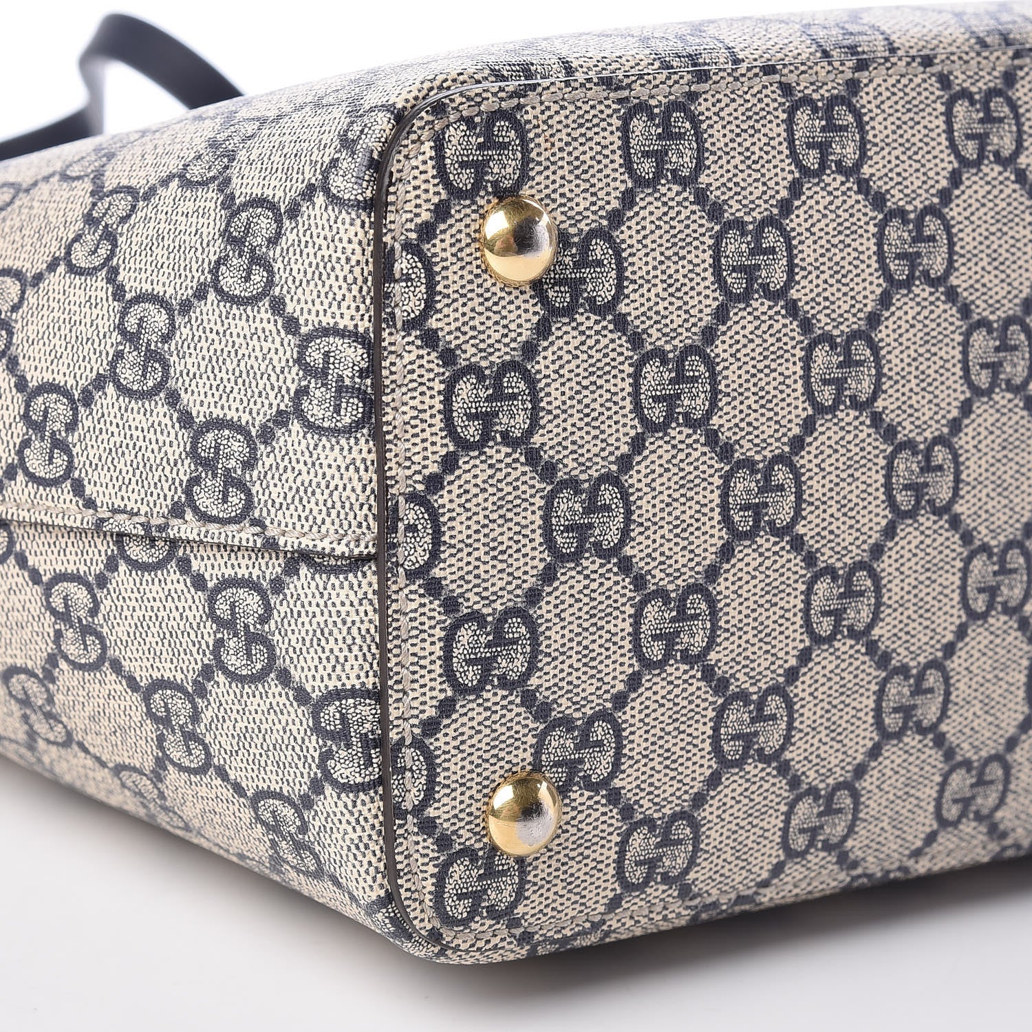 Gucci GG Supreme Monogram Medium Zippered Bucket Tote Beige Blue Hibiscus Red 10 of 11