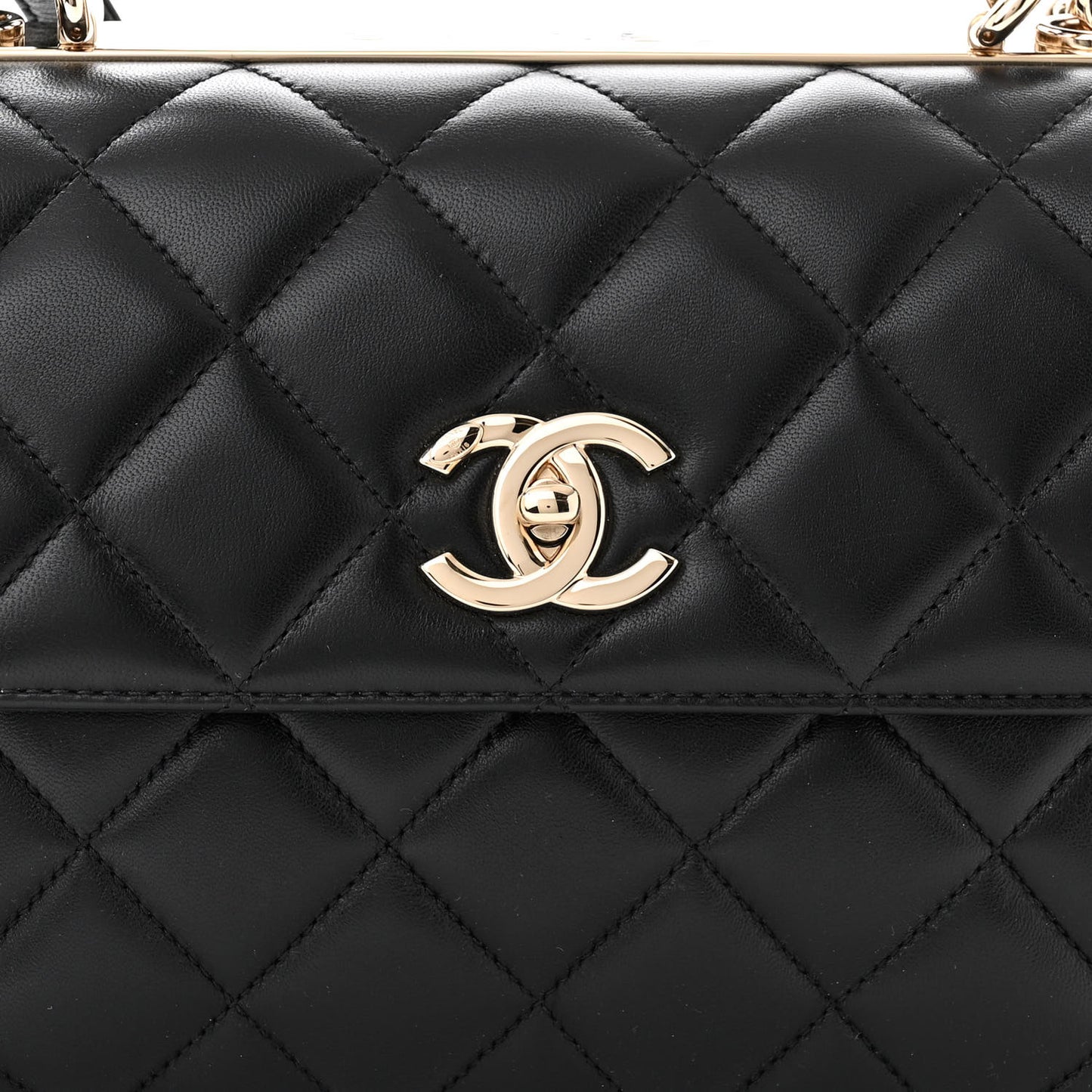 Lambskin Quilted Small Trendy CC Dual Handle Flap Bag Black