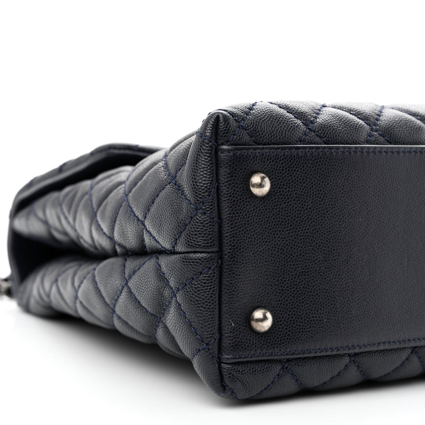 Caviar Quilted Large Coco Handle Flap Navy
