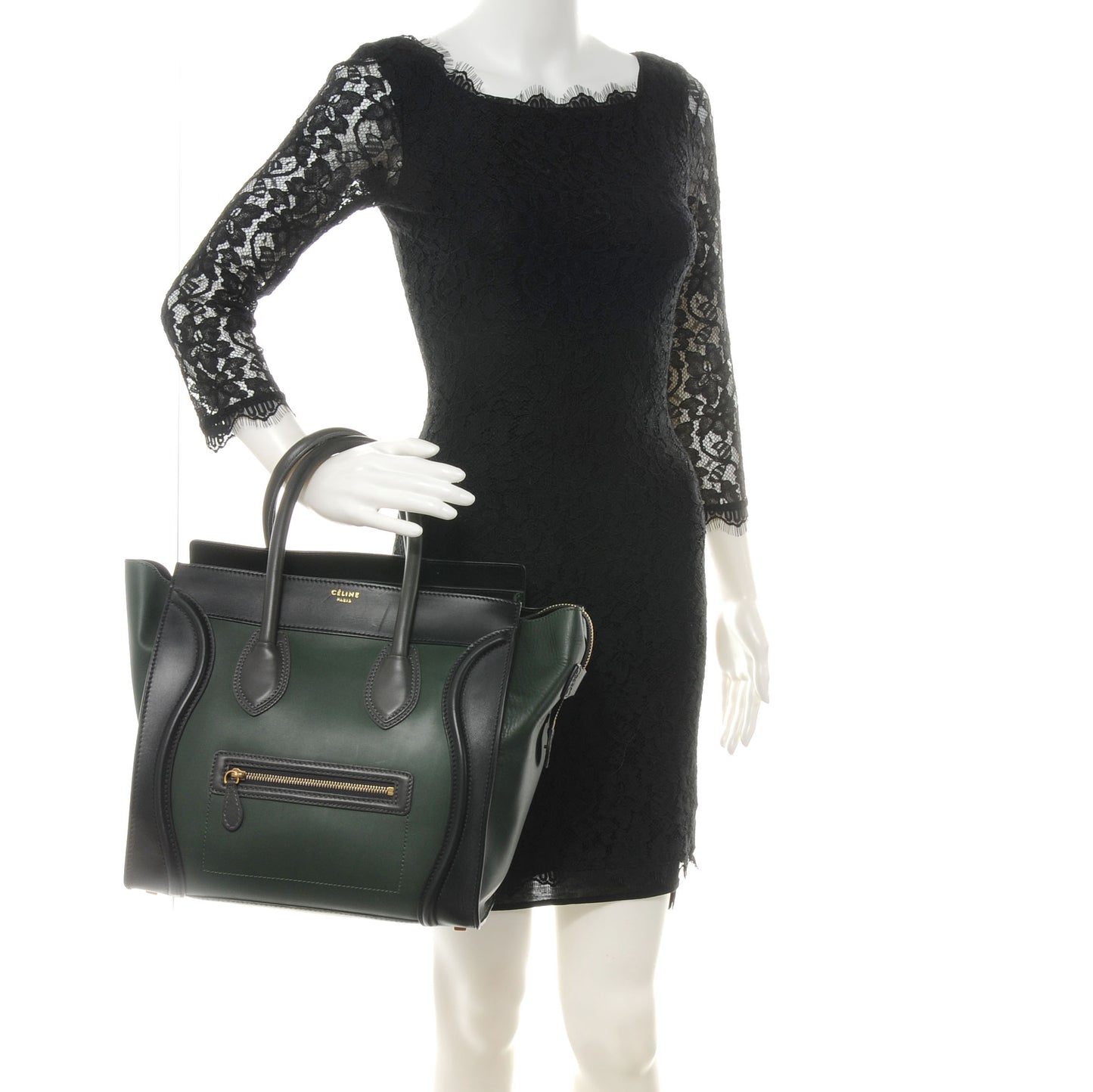 Smooth Calfskin Mini Bi-Color Luggage Forest Black