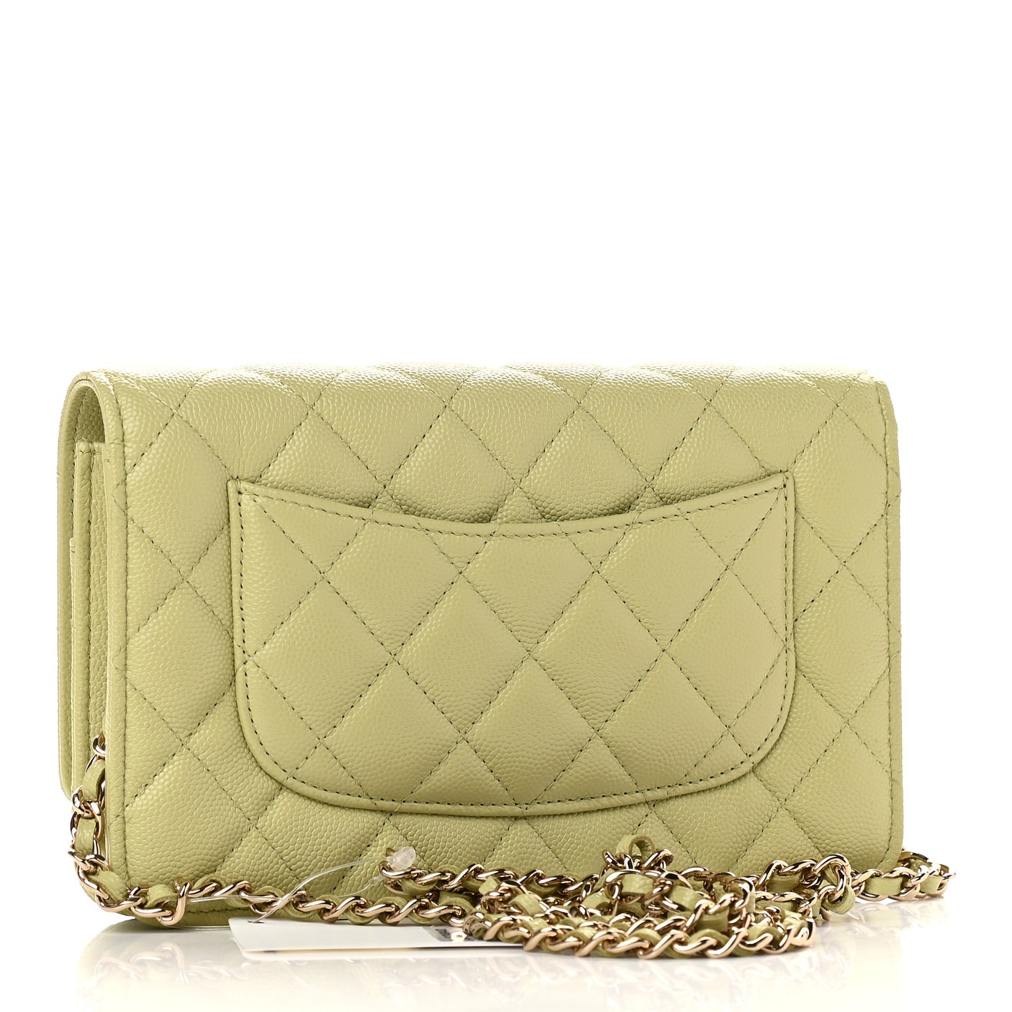 Caviar Quilted French New Wave Chain CC Wallet On Chain WOC Light Green