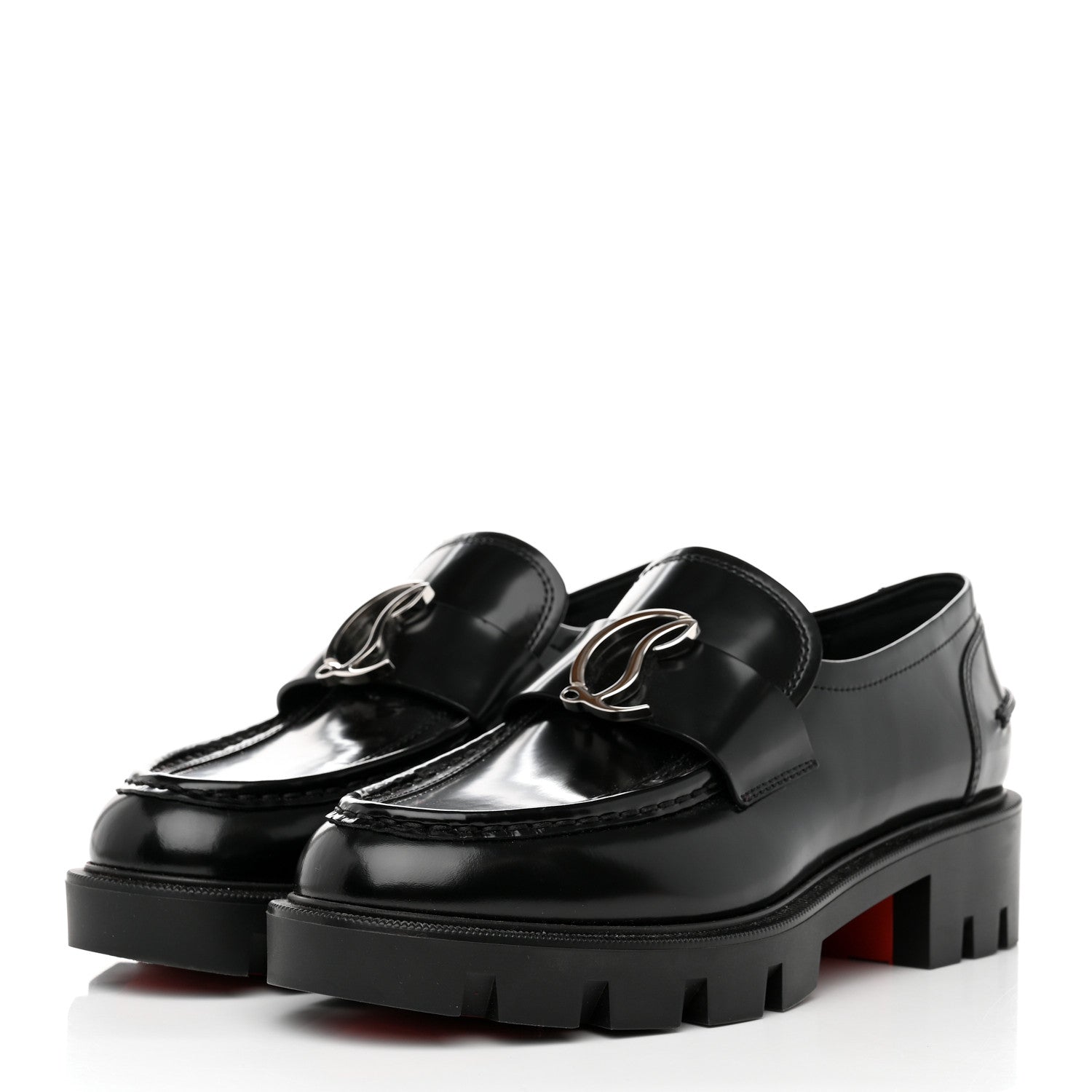Christian Louboutin Patent Mens Medallion Flat Loafers 36 Black 3 of 7