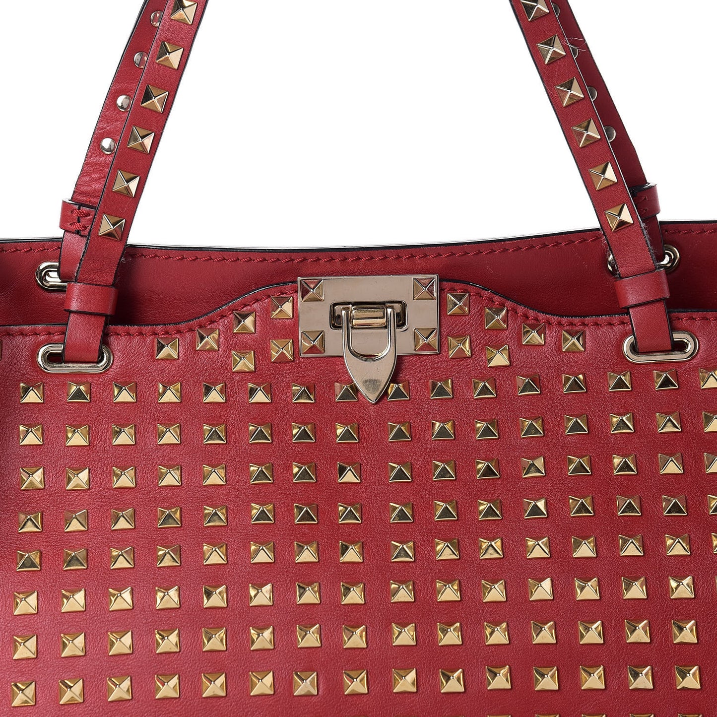 Vitello Medium Rockstud All Over Tote Rosso Valentino