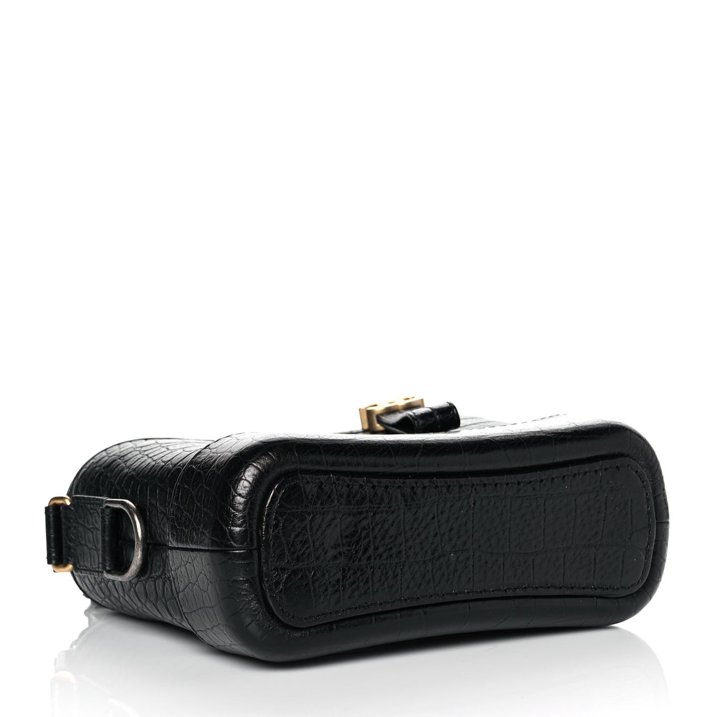 Calfskin Crocodile Embossed Small Gabrielle Cocodile Hobo Black