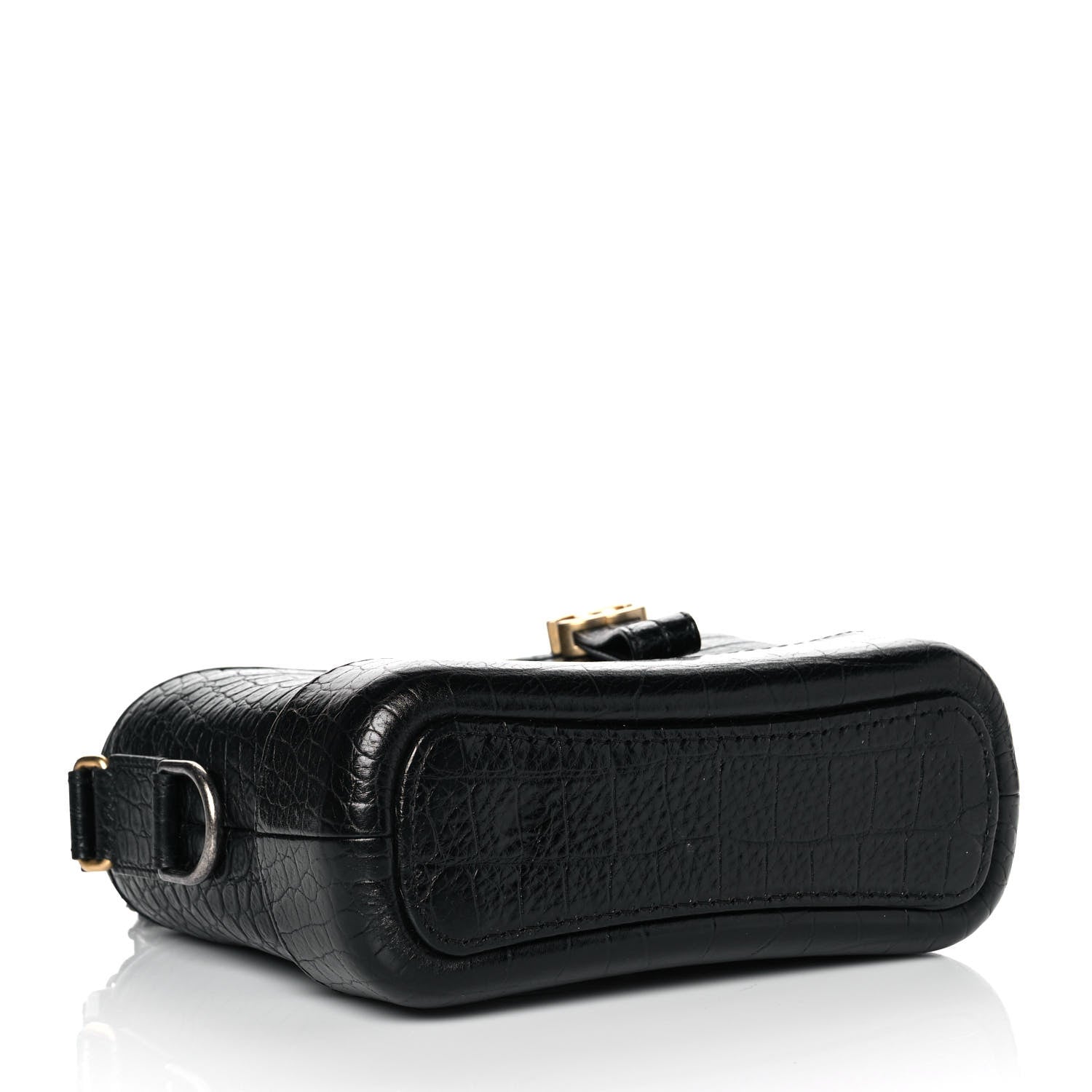 Chanel Calfskin Crocodile Embossed Small Gabrielle Cocodile Hobo Black 4 of 10