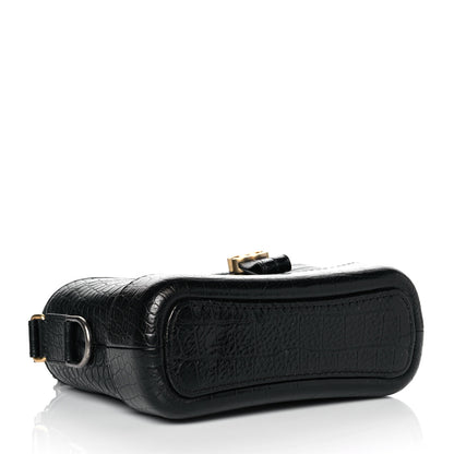 Chanel Calfskin Crocodile Embossed Small Gabrielle Cocodile Hobo Black 4 of 10