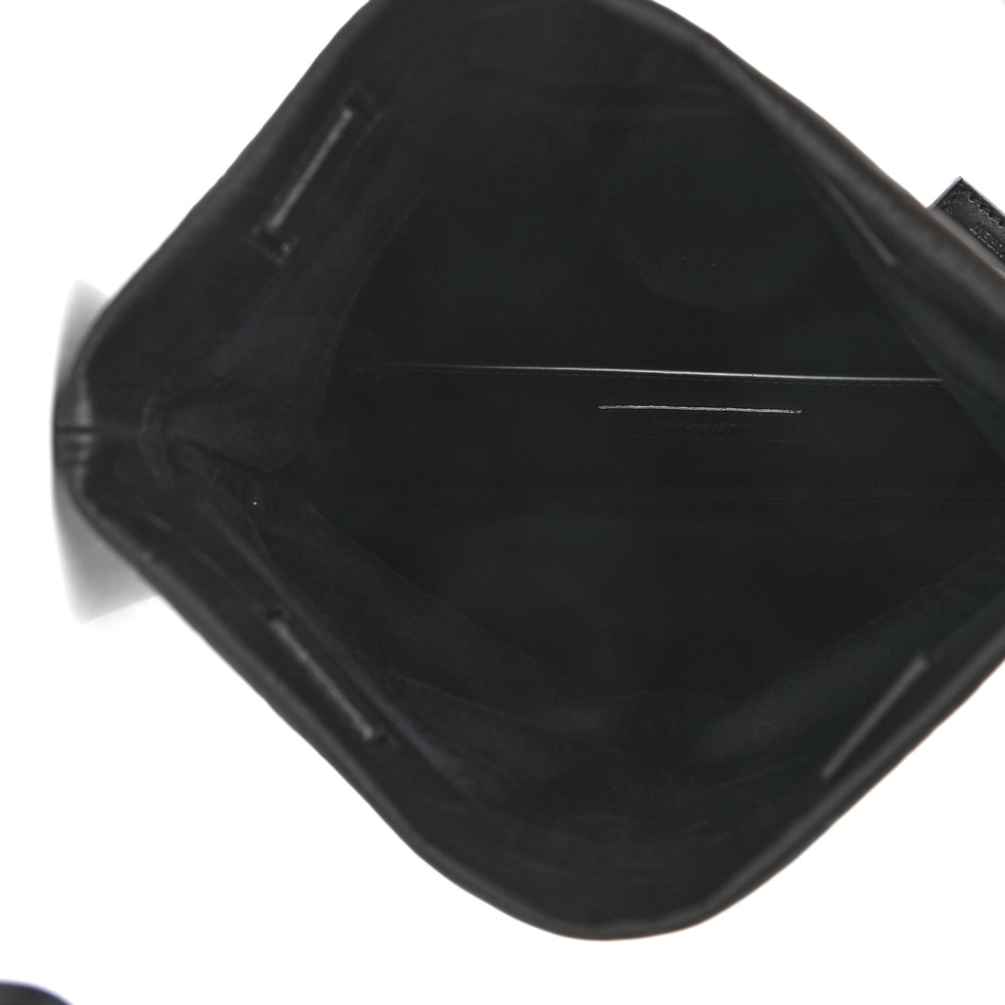 Calfskin Crocodile Embossed West Hollywood Monogram Fold Over Clutch Black