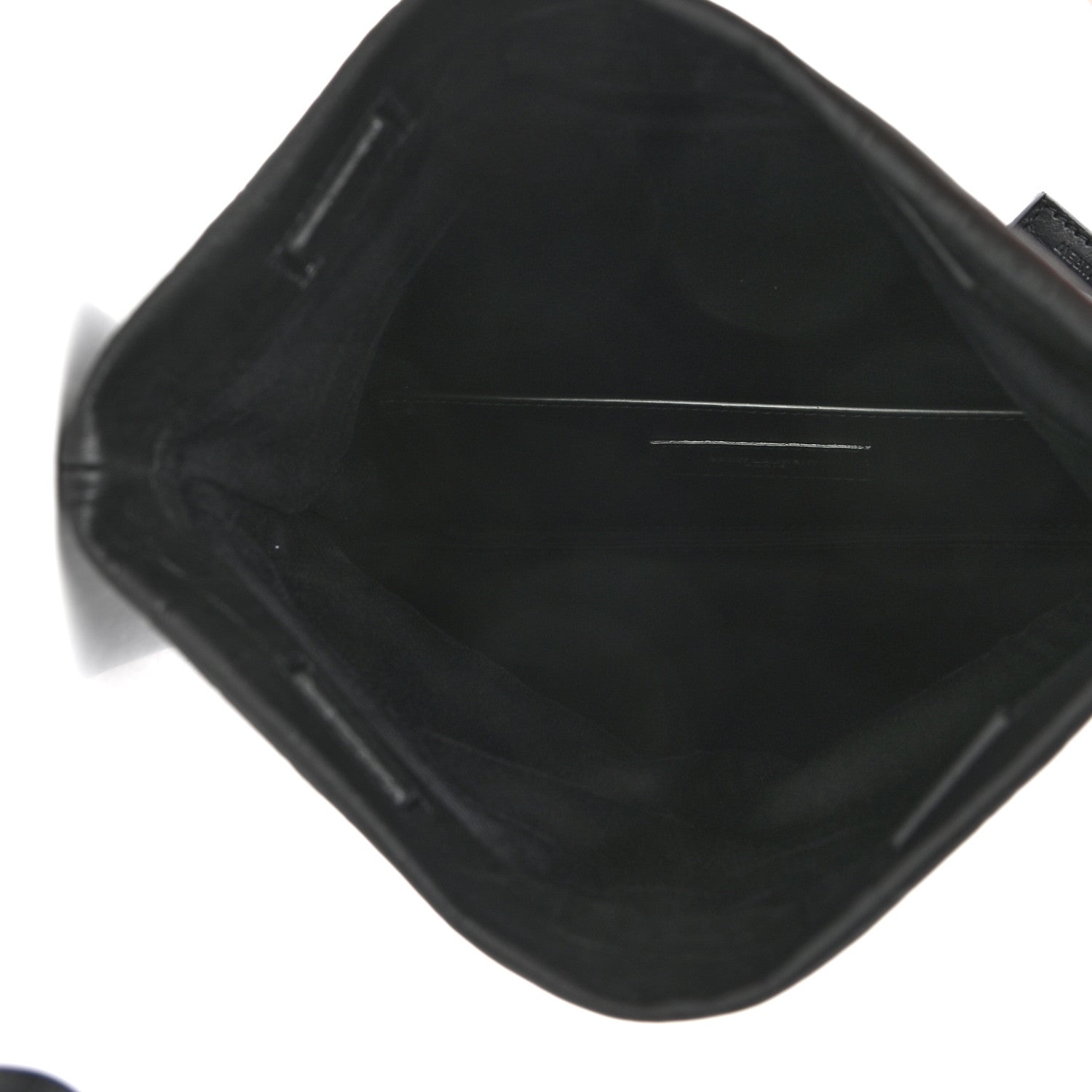 Saint Laurent Calfskin Crocodile Embossed West Hollywood Monogram Fold Over Clutch Black 5 of 7