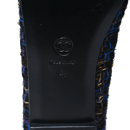 Chanel Tweed Lambskin Cap Toe Ballerina Flats 40 Navy Blue Black 7 of 8