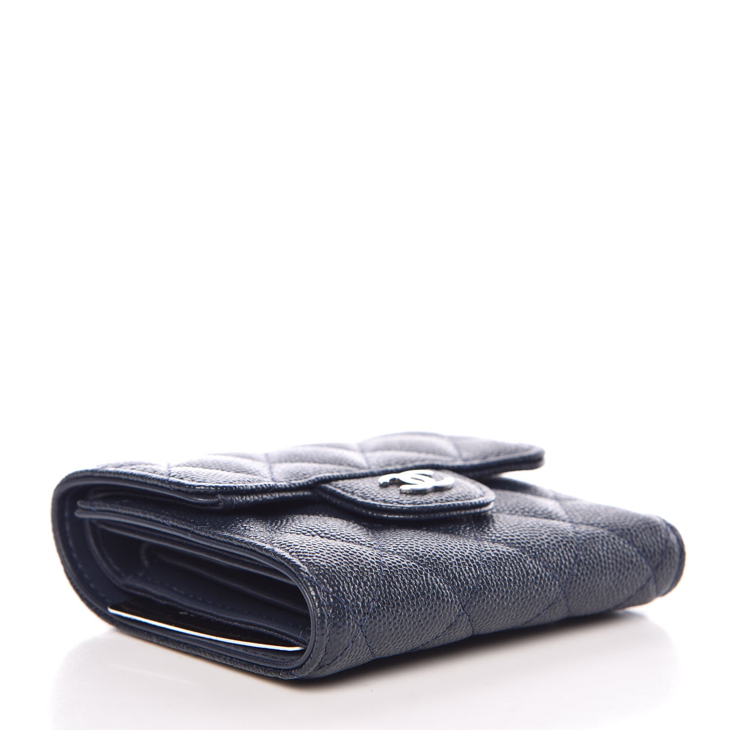 Chanel Caviar Quilted Compact Flap Wallet Navy 4 of 9