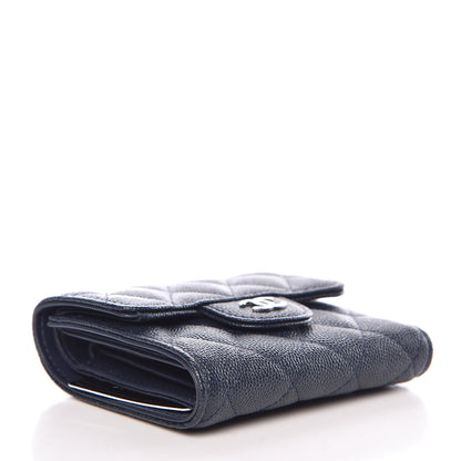 Chanel Caviar Quilted Compact Flap Wallet Navy 4 of 9
