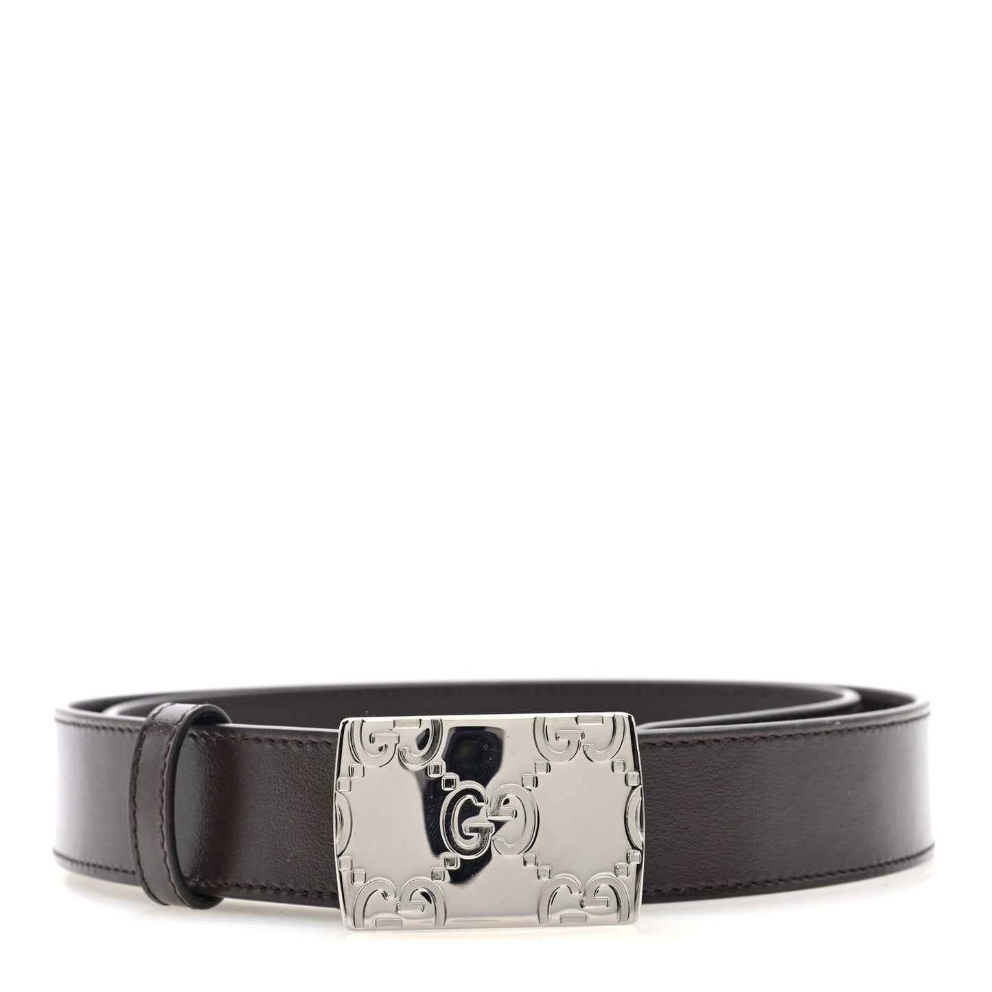 Plutone Calfskin Plaque GG 30mm Belt 90 36 Cocoa