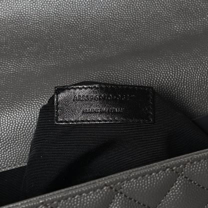 Saint Laurent Grain De Poudre Textured Mixed Matelasse Large Triquilt Monogram Satchel Earth 7 of 11