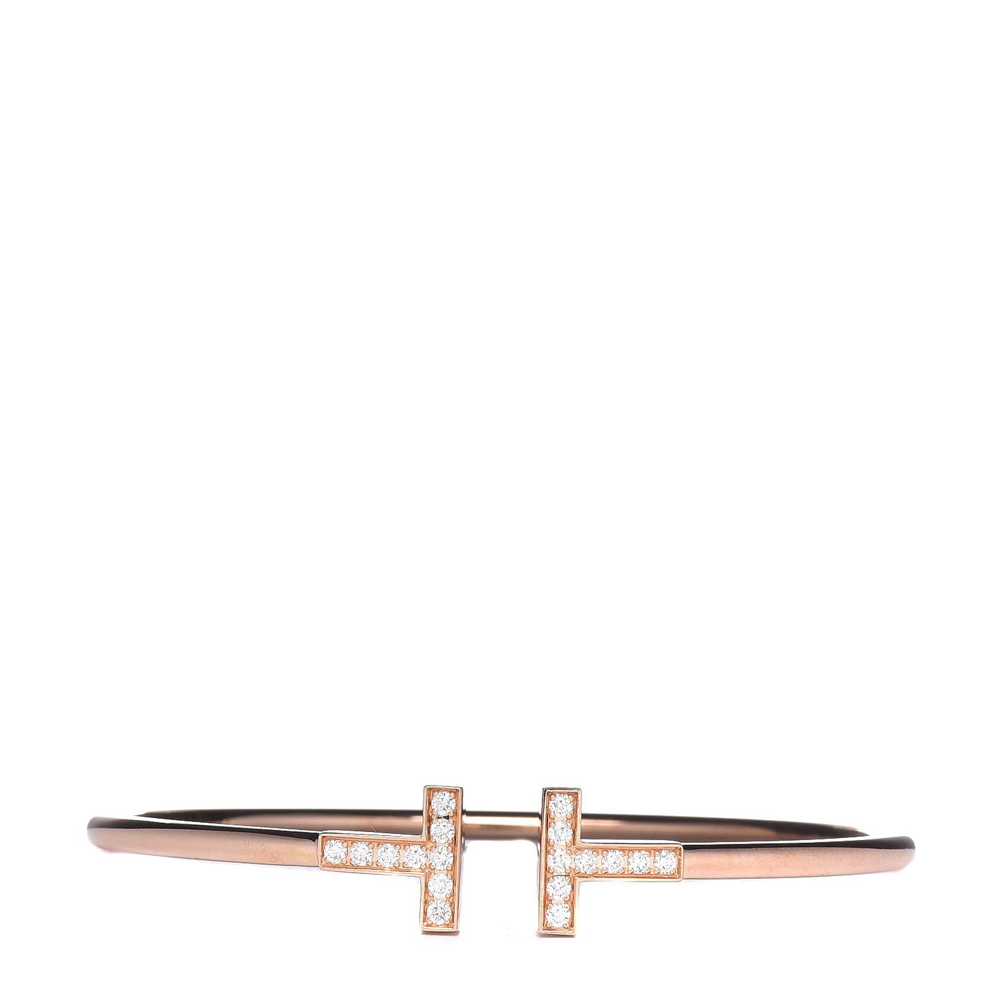 18K Rose Gold Diamond T Wire Bracelet