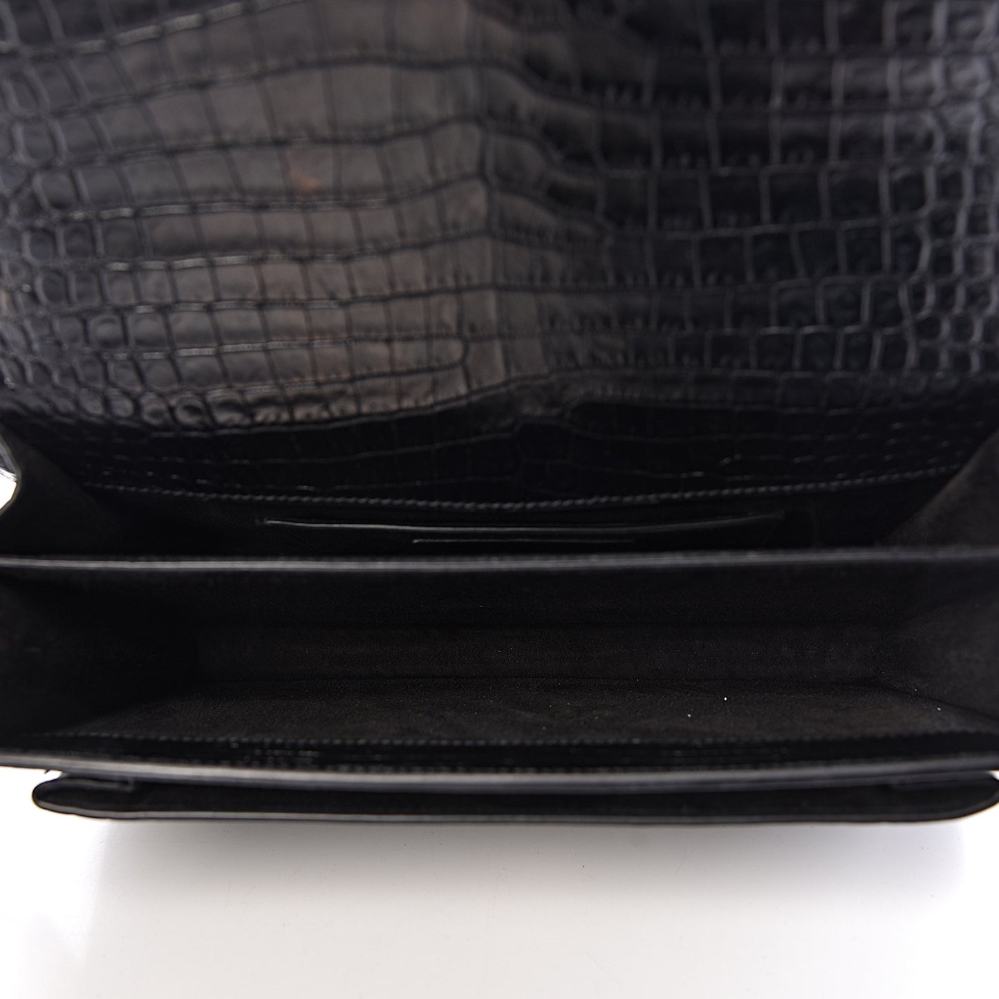 Calfskin Crocodile Embossed Medium Monogram Sunset Black