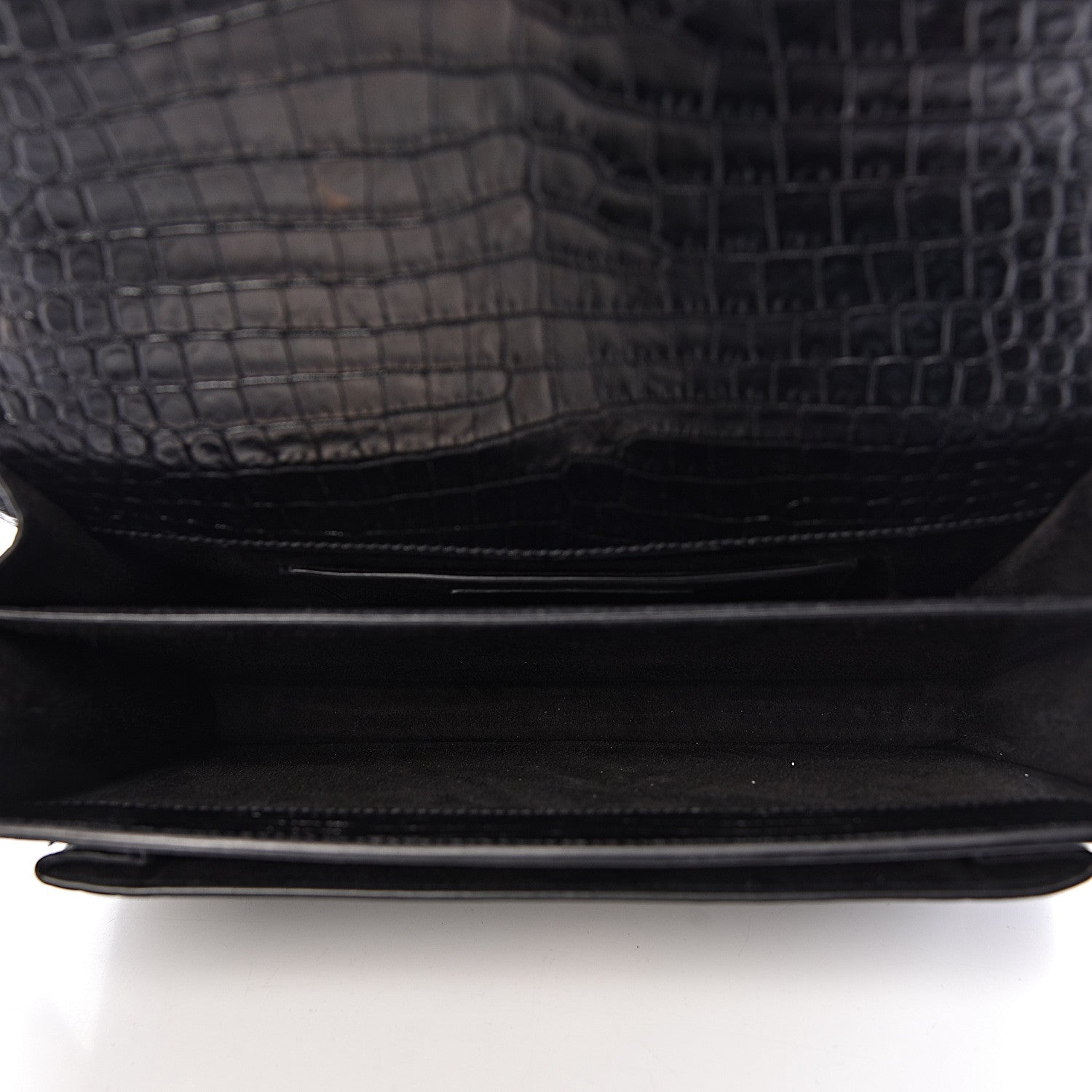 Saint Laurent Calfskin Crocodile Embossed Medium Monogram Sunset Black 5 of 9