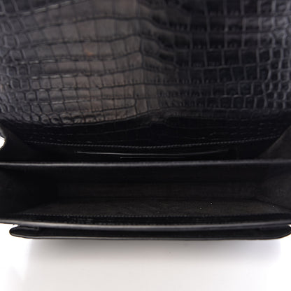Saint Laurent Calfskin Crocodile Embossed Medium Monogram Sunset Black 5 of 9