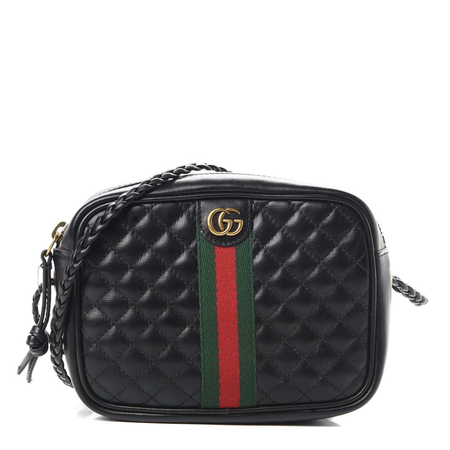 Calfskin Trapuntata Web Mini GG Shoulder Bag Black
