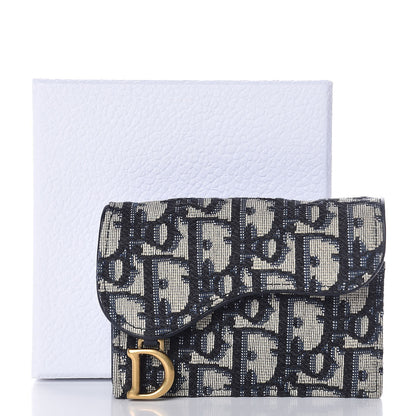 Christian Dior Oblique Saddle Card Holder Blue 8 of 8