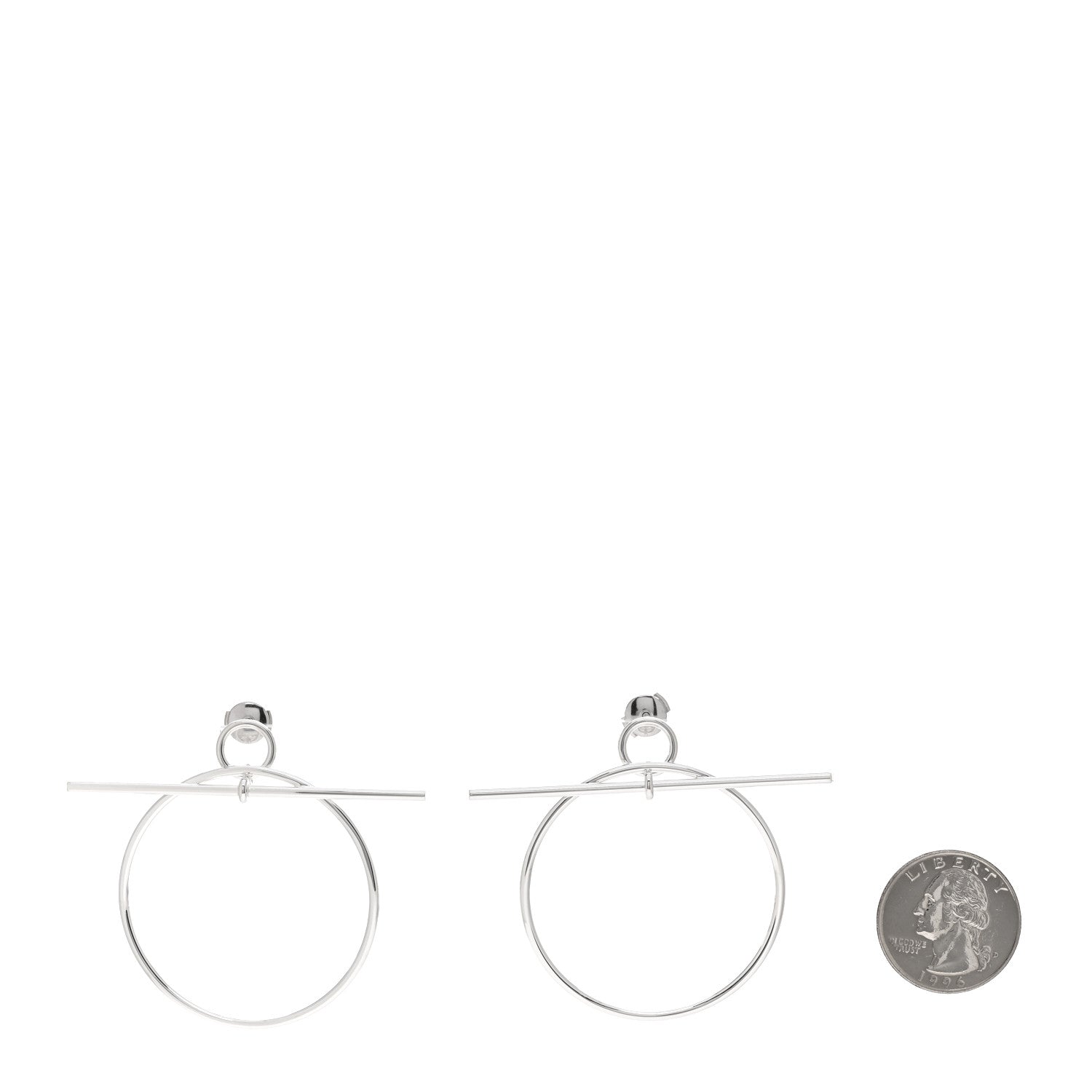 Hermes Sterling Silver MM Loop Earrings 2 of 4