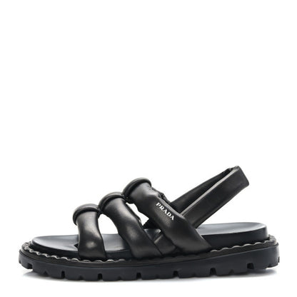 Prada Nappa Padded Blow 20mm Slingback Sandals 39 Black 1 of 8