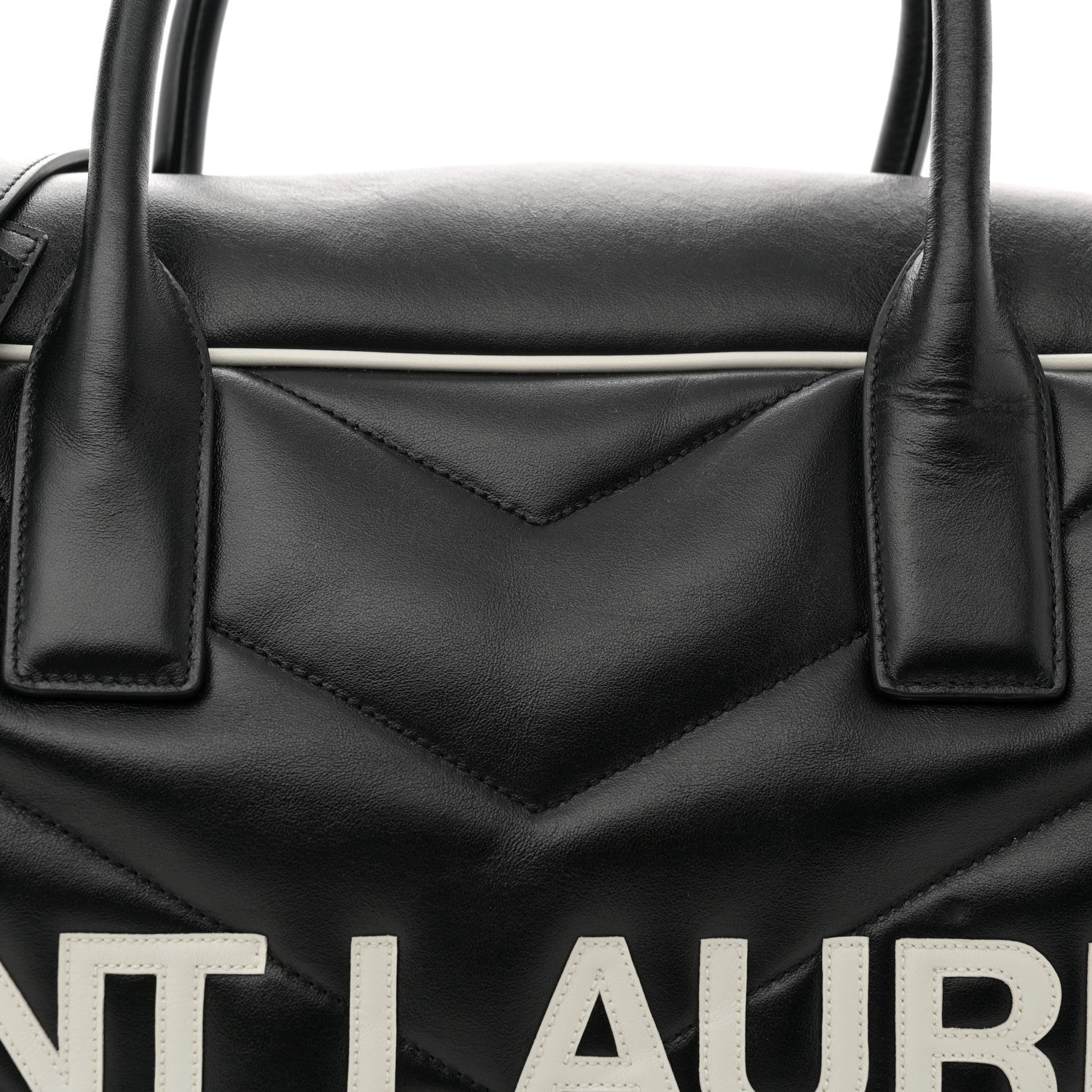 Saint Laurent Calfskin Medium Miles Logo Bowler Duffel Bag Black 8 of 11