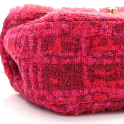 Chanel Shearling Tweed Quilted Mini Square Flap Bag Pink 9 of 12