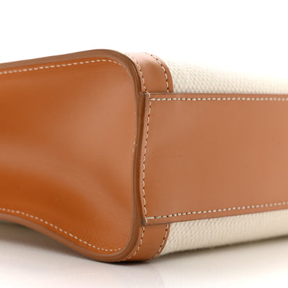 Celine Canvas Calfskin Logo Print Small Vertical Cabas Natural Tan 10 of 14