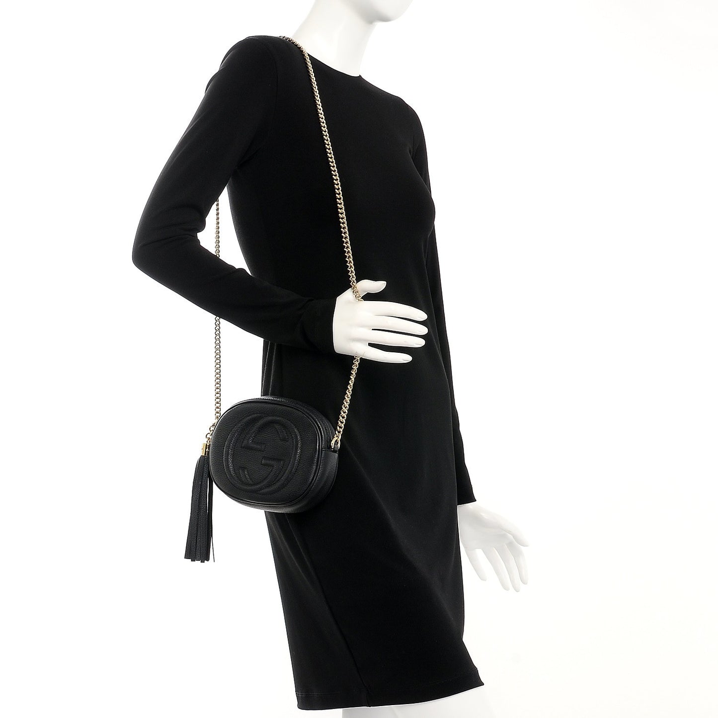 Pebbled Calfskin Mini Soho Chain Bag Black