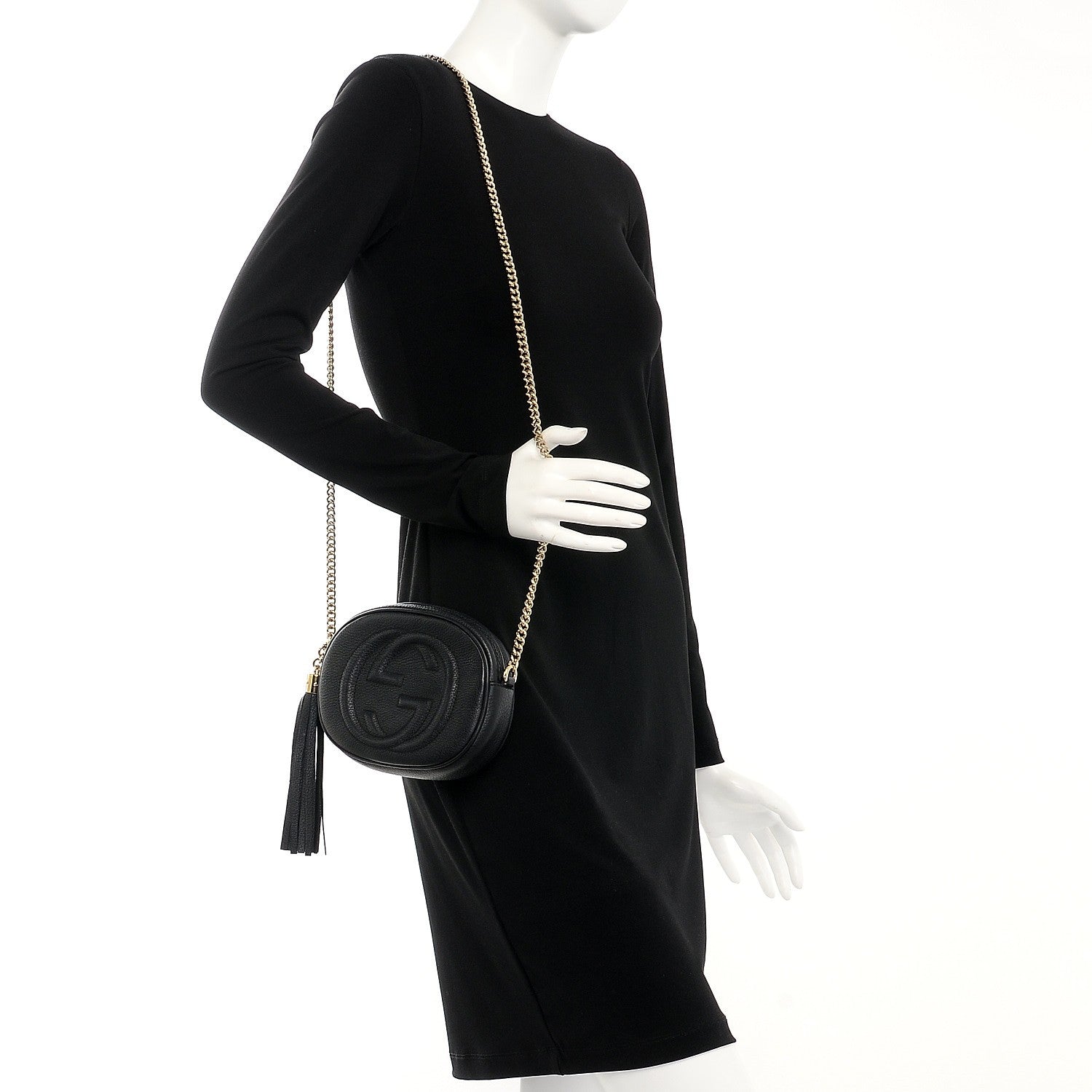 Gucci Pebbled Calfskin Mini Soho Chain Bag Black 2 of 7