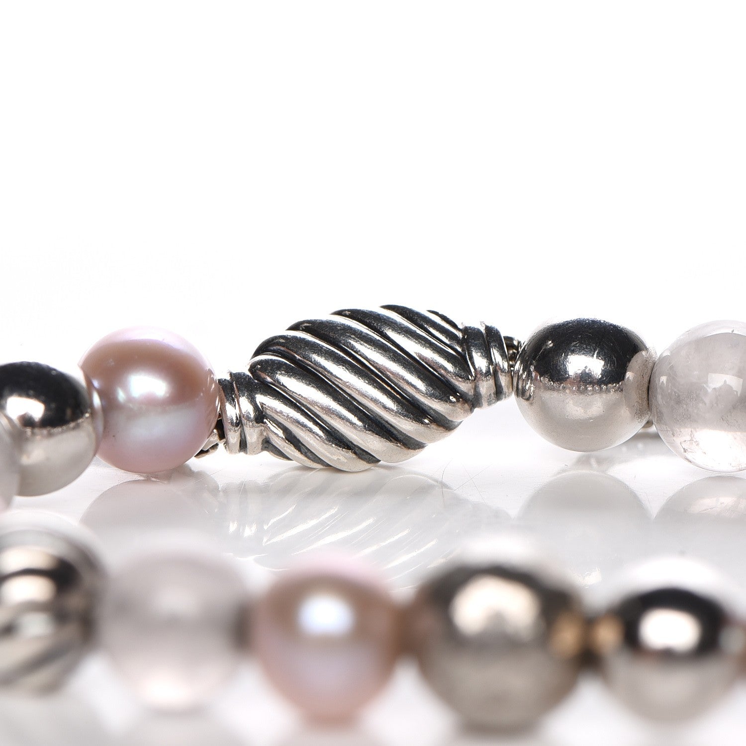 David Yurman Sterling Silver Pink Pearl Rose Quartz 8mm Spiritual Bead Bracelet 4 of 5