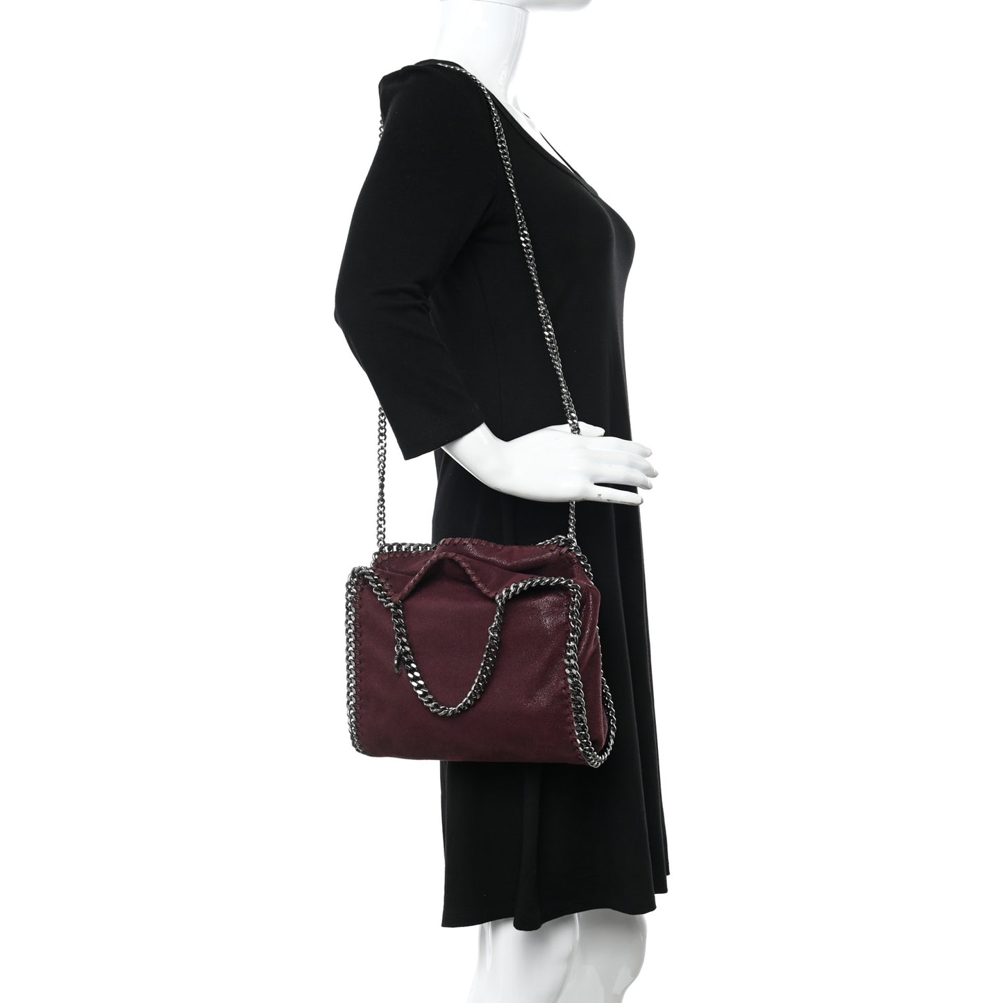 Shaggy Deer Mini Falabella Fold Over Tote Plum