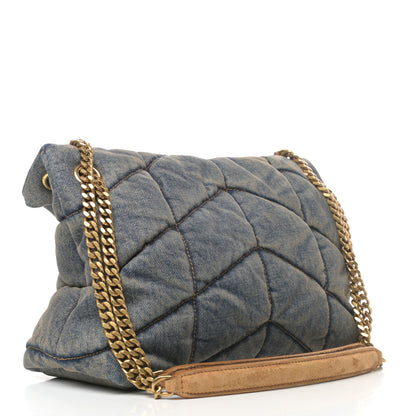 Saint Laurent Denim Quilted Small Loulou Puffer Monogram Chain Satchel Blue Cinnamon 3 of 8