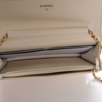 Chanel Lambskin Quilted Boy Wallet On Chain WOC White 5 of 8
