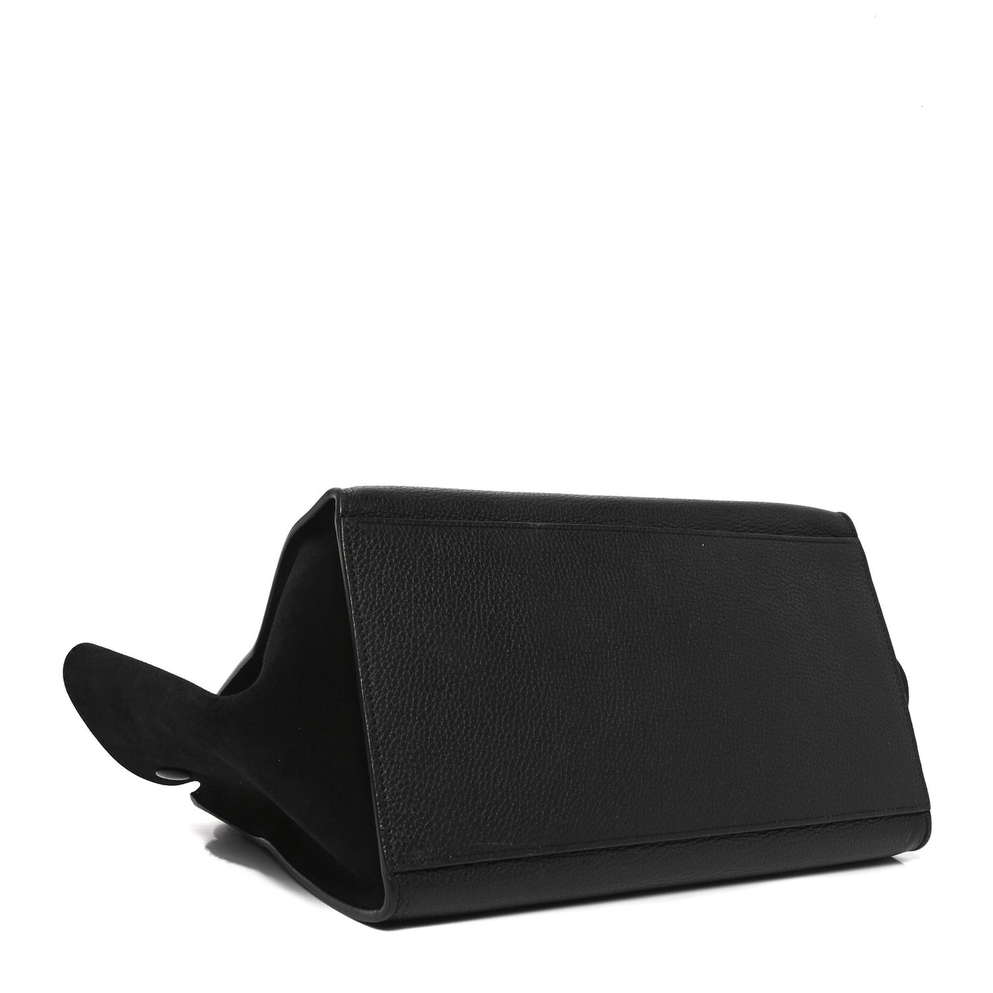 Drummed Calfskin Suede Small Trapeze Black