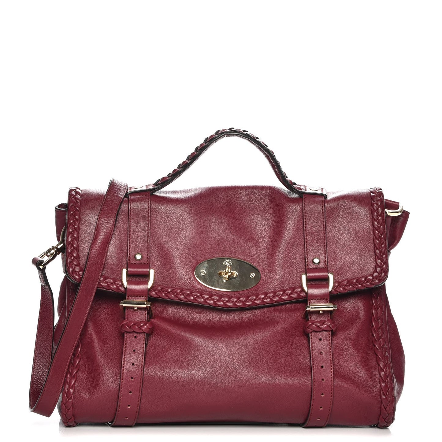 Small Grain Calf Nappa Woven Trim Oversized Alexa Berry