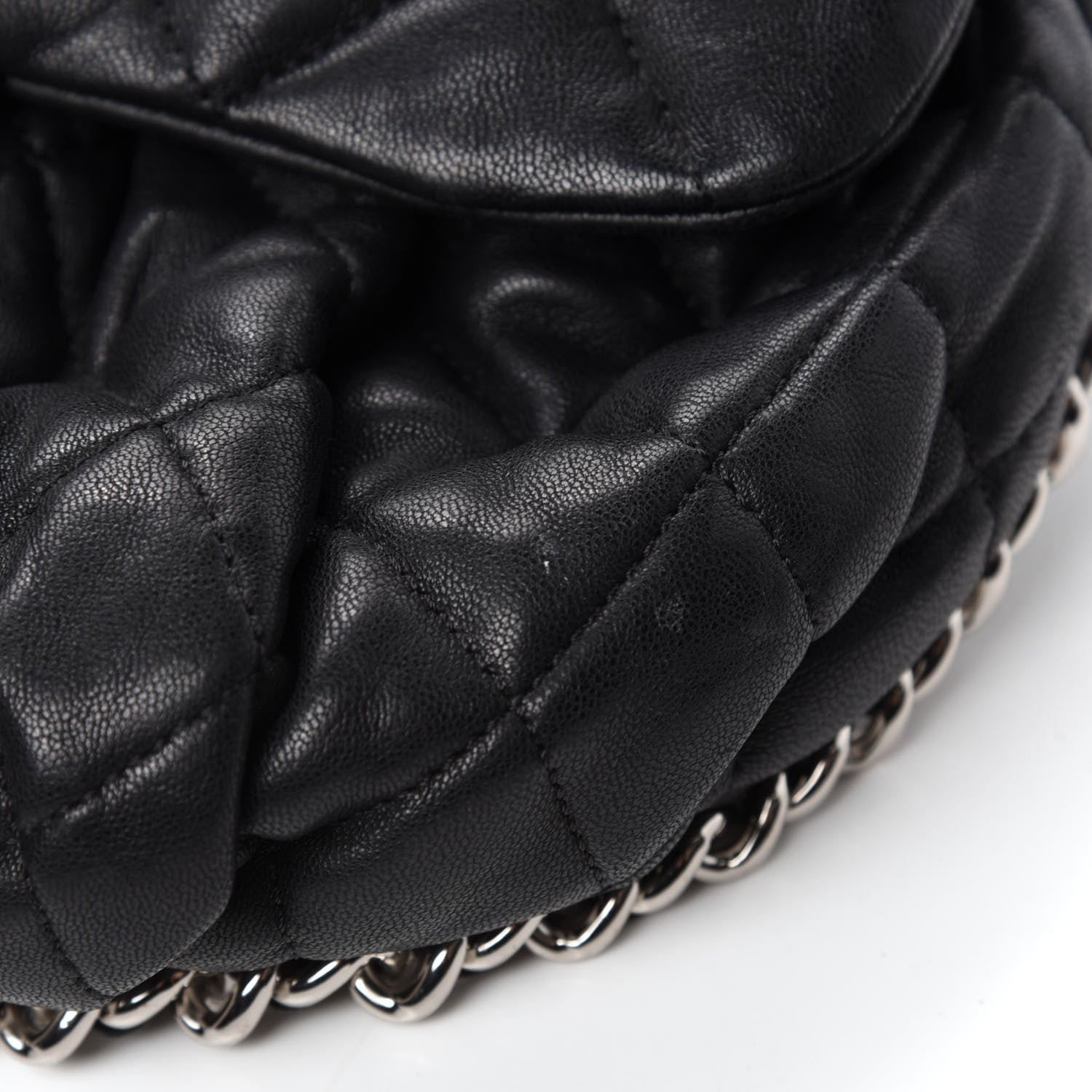 Chanel Washed Lambskin Quilted Medium Chain Around Messenger Black 8 of 13