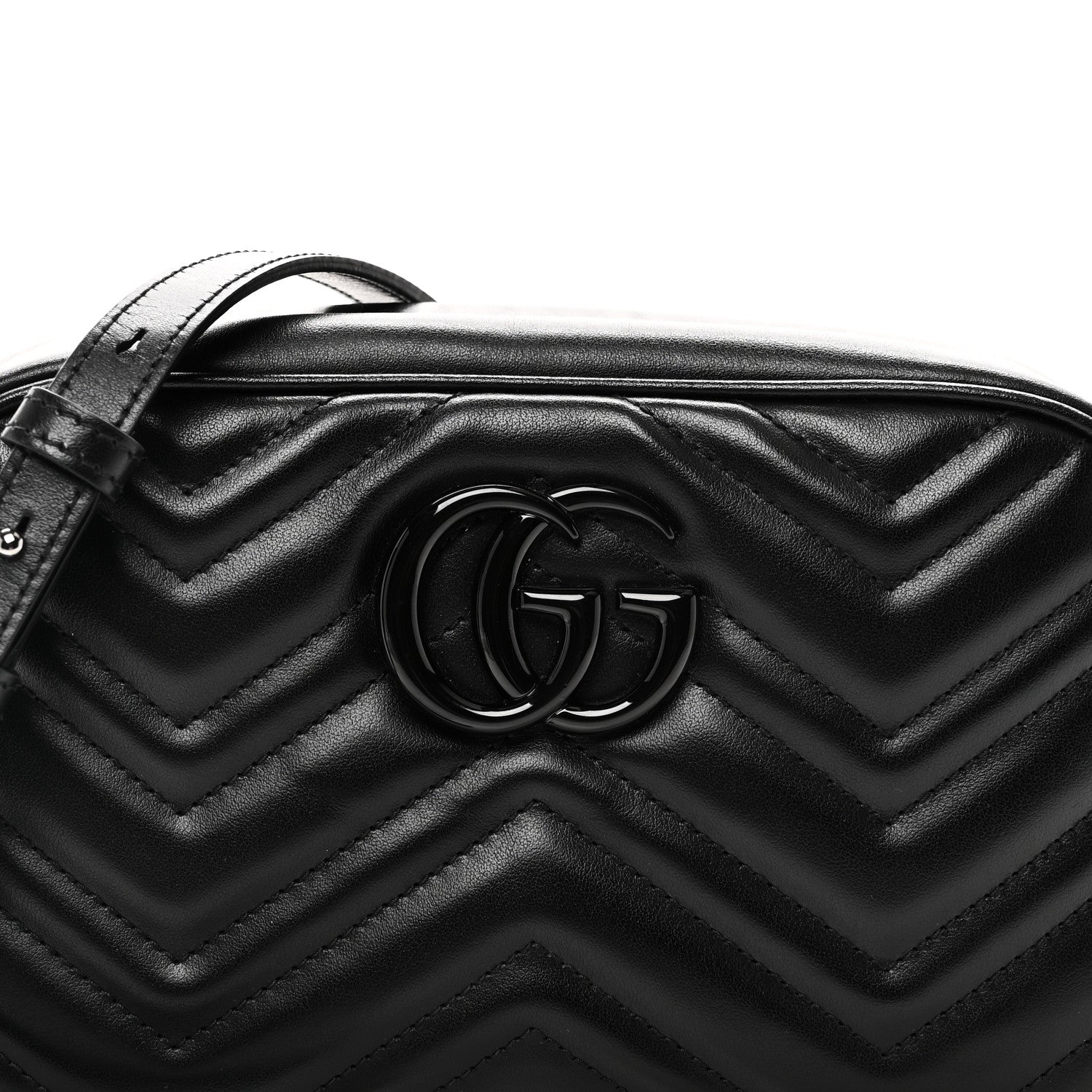 Gucci Calfskin Matelasse Monochrome Small GG Marmont Chain Shoulder Bag Black 8 of 11
