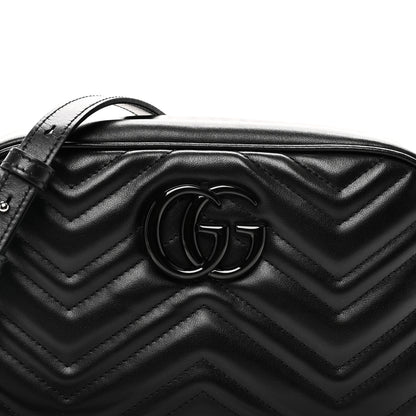 Gucci Calfskin Matelasse Monochrome Small GG Marmont Chain Shoulder Bag Black 8 of 11