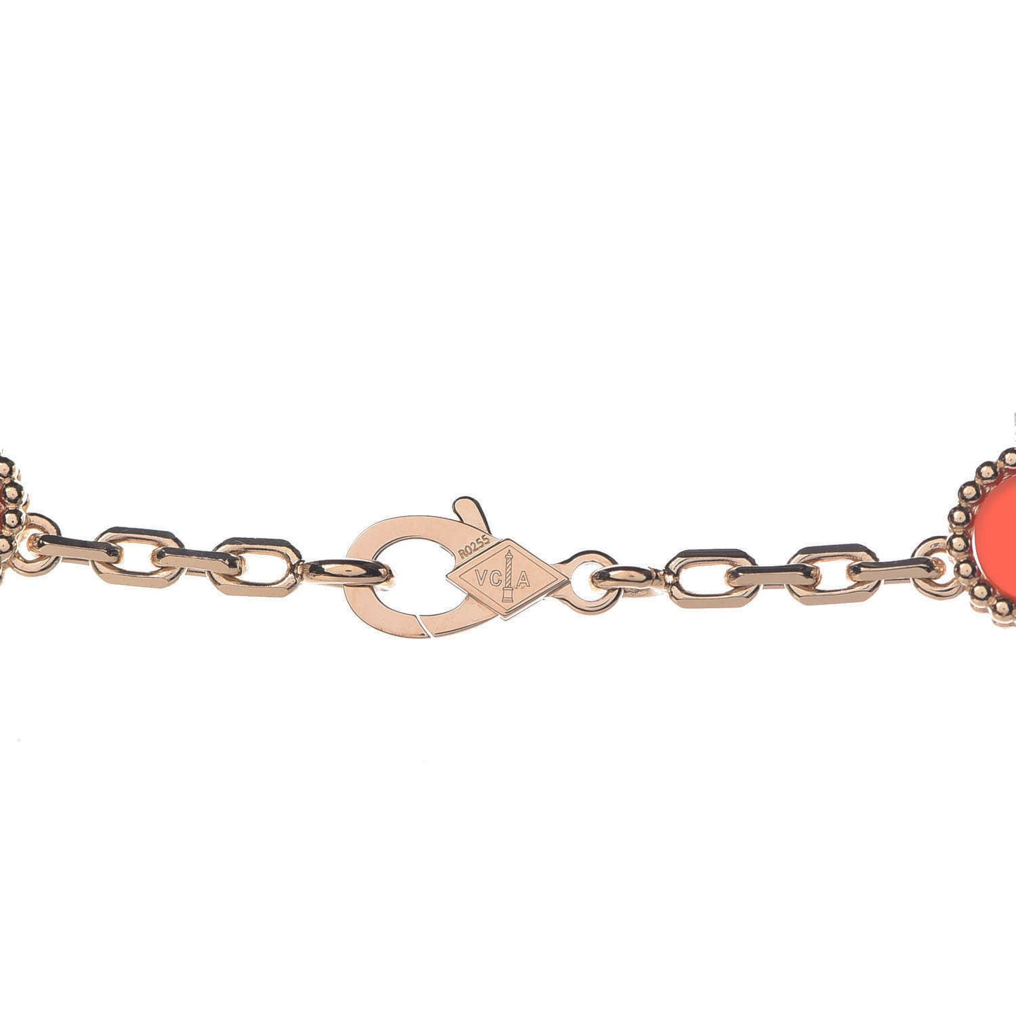 18K Yellow Gold Carnelian 20 Motifs Vintage Alhambra Necklace