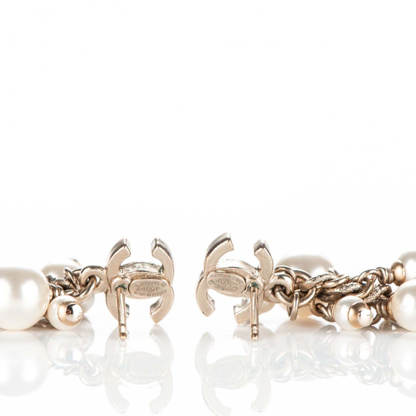 Pearl CC Drop Earrings Gold