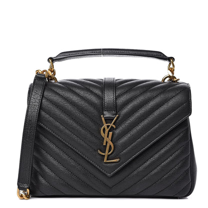 Saint Laurent Sheepskin Matelasse Chevron Monogram Medium College Bag Black 1 of 10