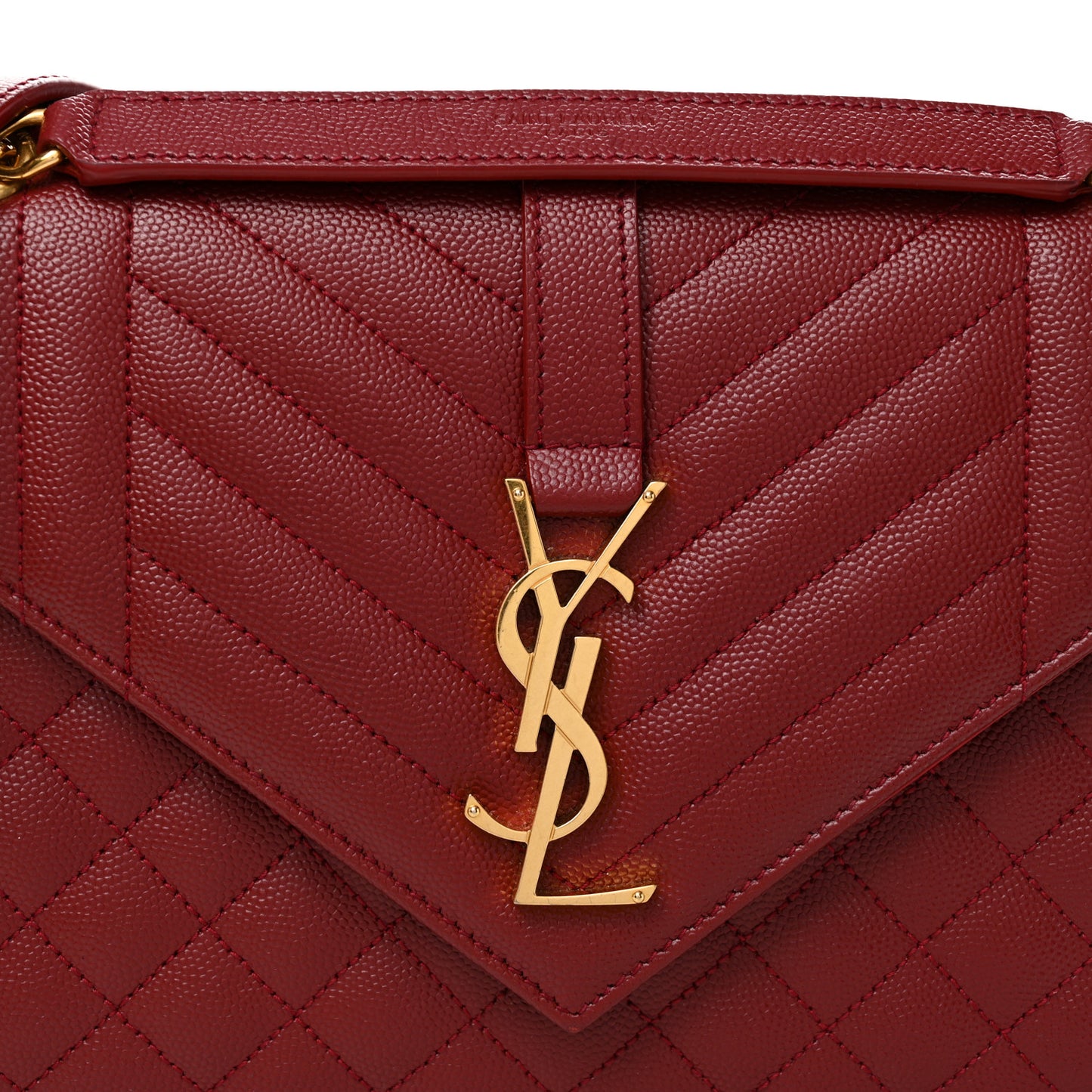 Grain De Poudre Textured Mixed Matelasse Triquilt Medium Monogram Satchel Oxblood