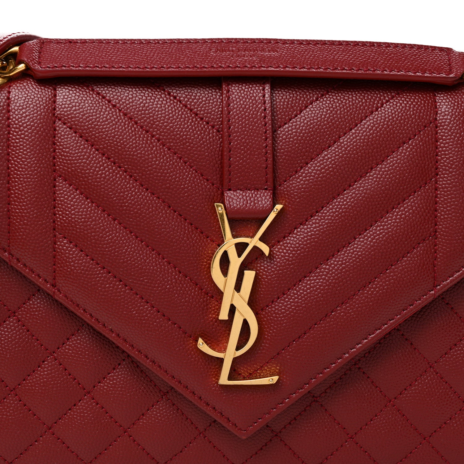 Saint Laurent Grain De Poudre Textured Mixed Matelasse Triquilt Medium Monogram Satchel Oxblood 7 of 10