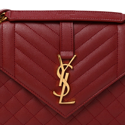 Saint Laurent Grain De Poudre Textured Mixed Matelasse Triquilt Medium Monogram Satchel Oxblood 7 of 10