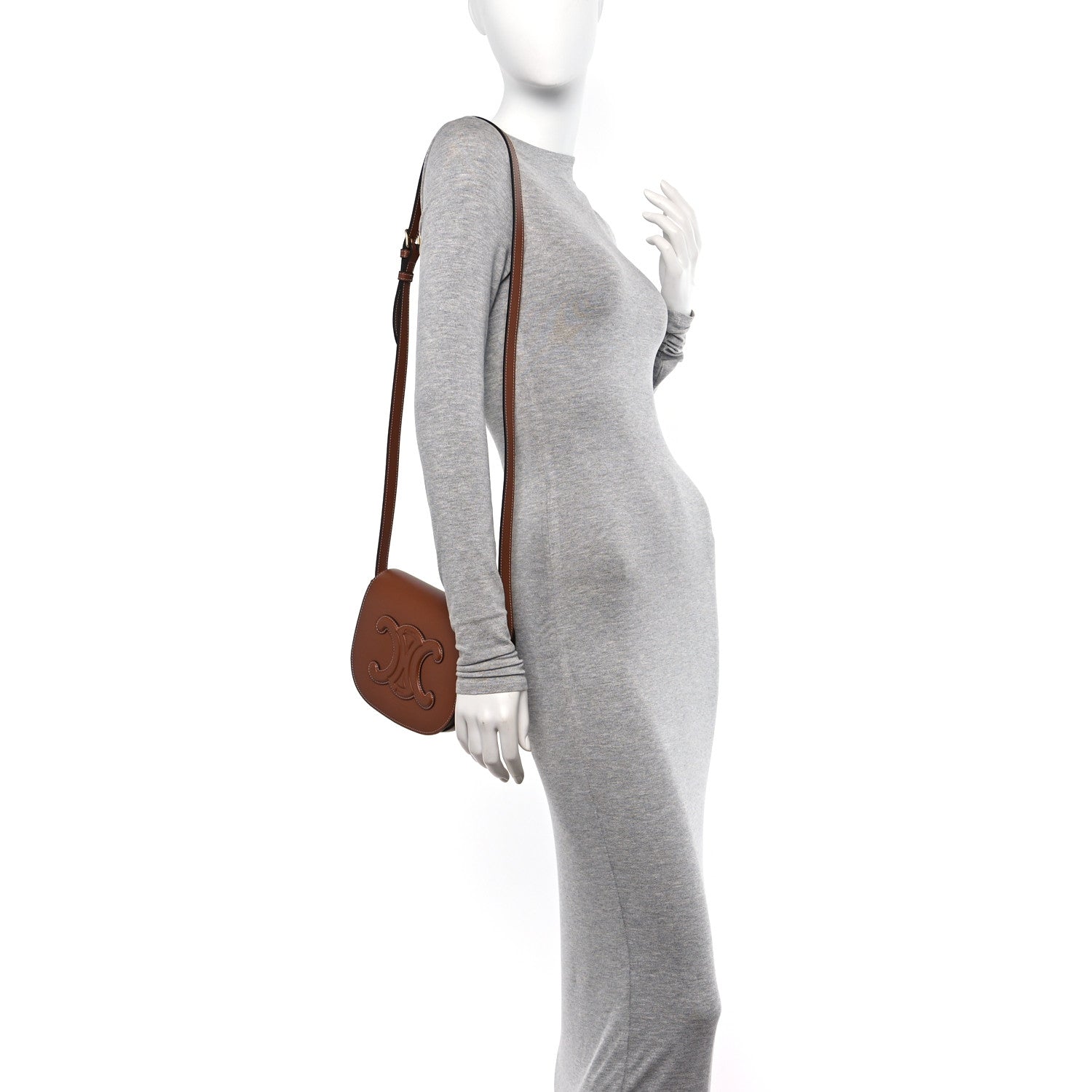 Celine Smooth Calfskin Cuir Triomphe Folco Crossbody Bag Tan 2 of 9