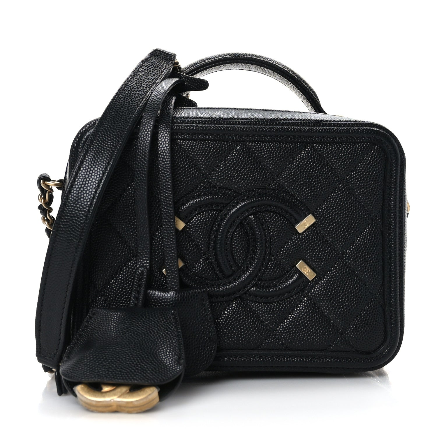 Chanel Caviar Quilted Small CC Filigree Vanity Case Black 1 of 9