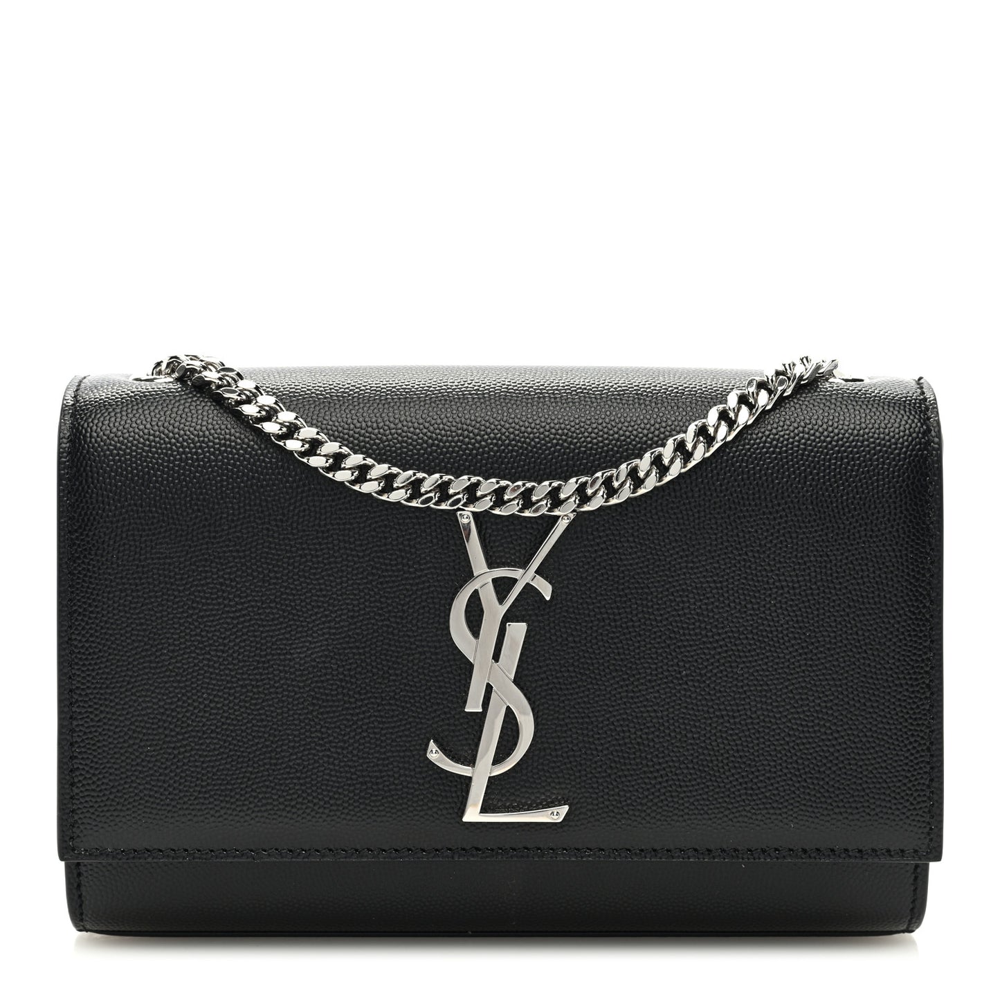 SAINT LAURENT Grain De Poudre Small Monogram Kate Satchel Black