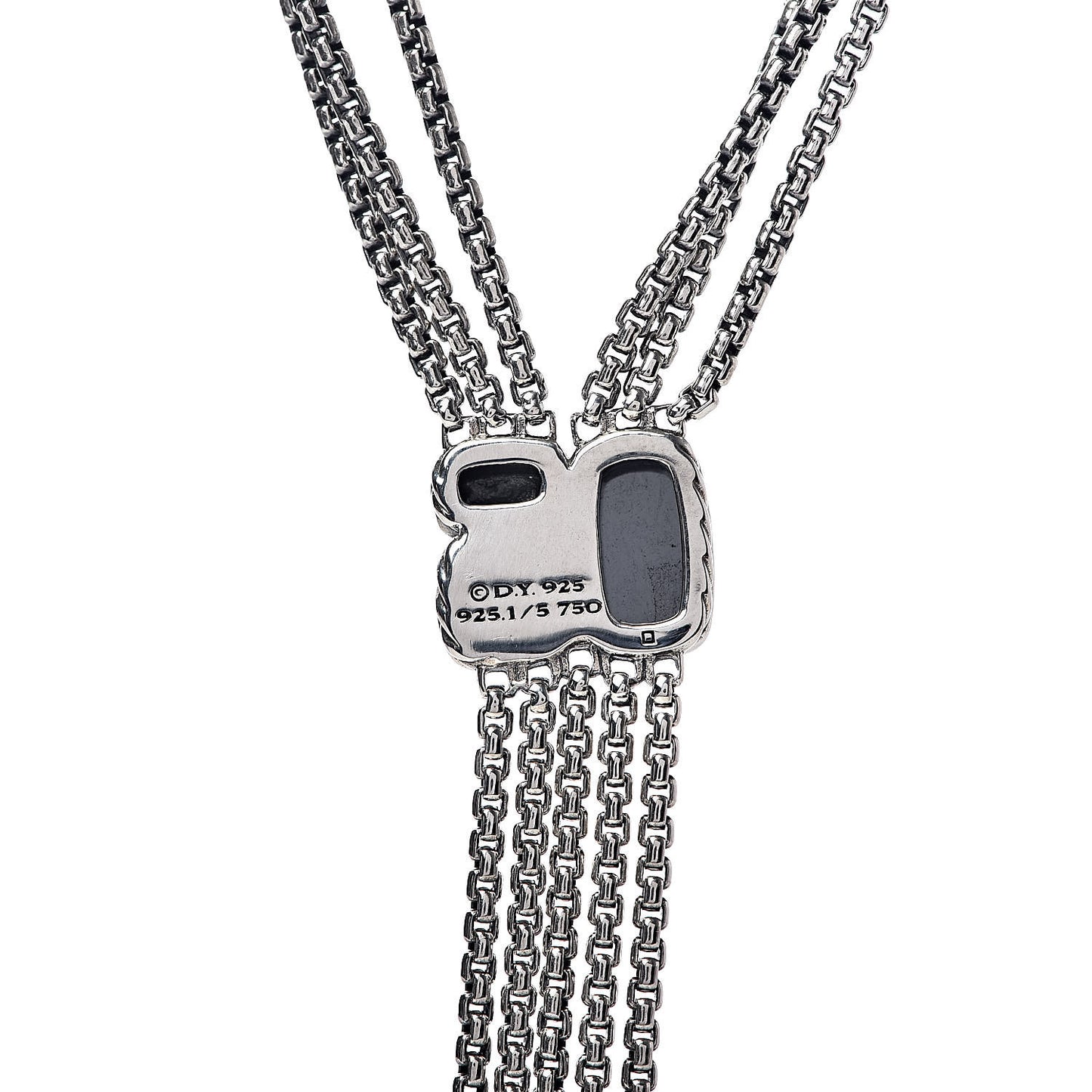Sterling Silver 18K Yellow Gold Black Diamond Hematite Confetti Drop Necklace